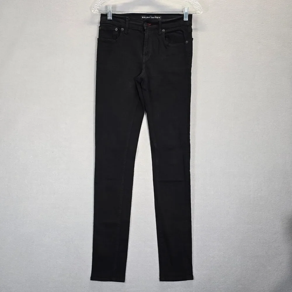 Lauren Ralph Lauren Women's High-Rise Skinny Jeans, Black 26x32